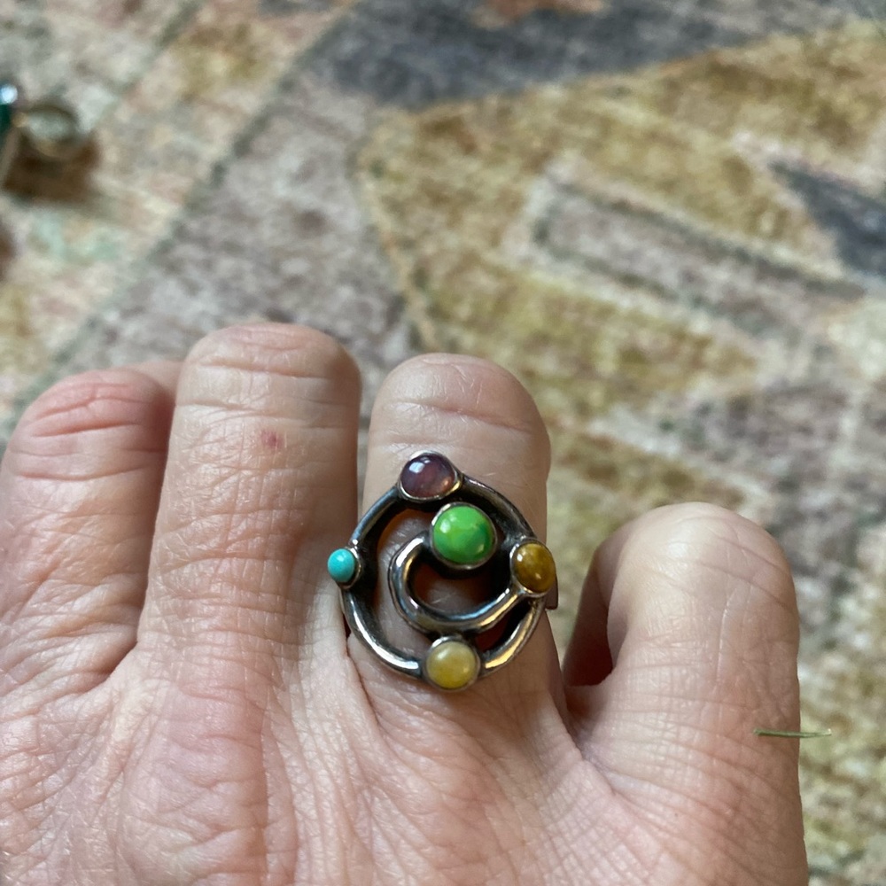 Cool round stone ring.